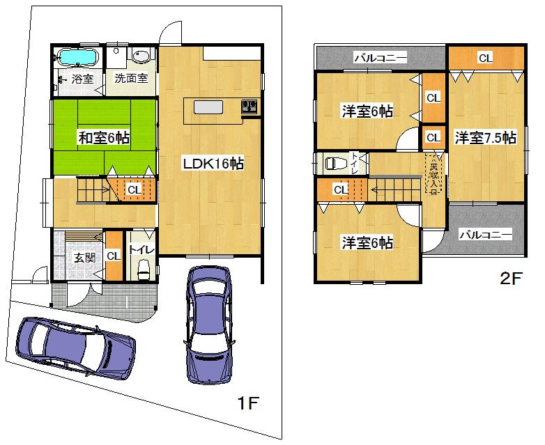 Floor plan. 45,800,000 yen, 4LDK, Land area 130.09 sq m , Building area 100.98 sq m