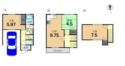 Floor plan. 16.3 million yen, 3LDK, Land area 51.66 sq m , Building area 51.21 sq m