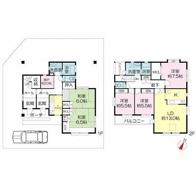 Floor plan. 46 million yen, 5LDKK + S (storeroom), Land area 195.39 sq m , Building area 153.93 sq m