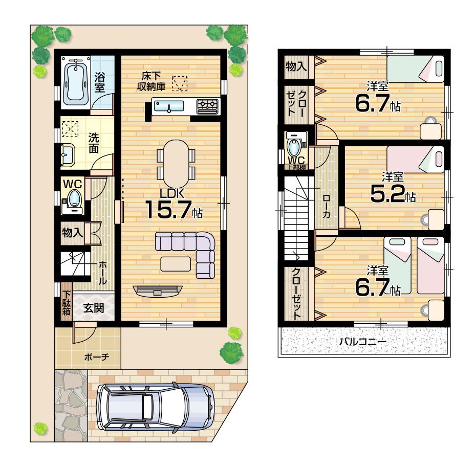 Floor plan. 26,900,000 yen, 3LDK, Land area 81.42 sq m , Building area 79.78 sq m