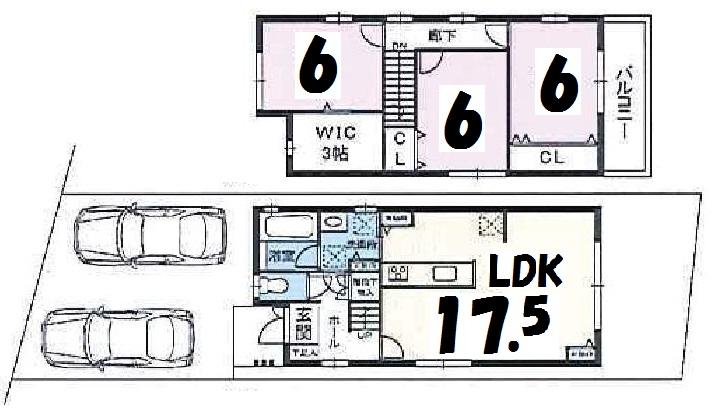 Building plan example (floor plan). Building plan example (No. 1 place) building price 14.3 million yen, Building area 85.86 sq m