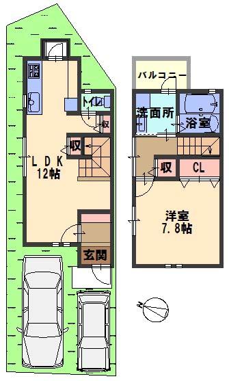 Floor plan. 19.5 million yen, 1LDK, Land area 66.69 sq m , There is a building area of ​​52.85 sq m storage lot!  Parking 2 units can be! ! 