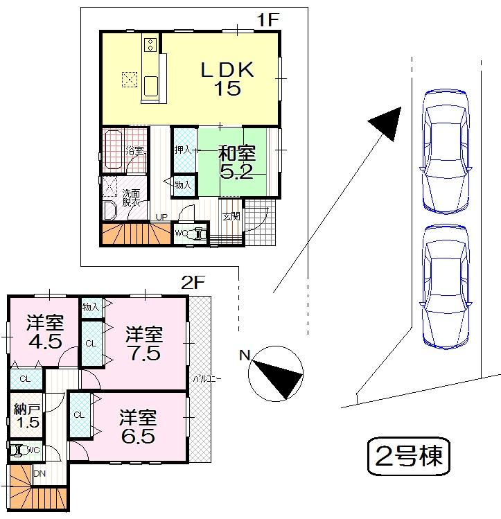 Floor plan. (No. 2 locations), Price 27,900,000 yen, 4LDK+S, Land area 120.66 sq m , Building area 98.41 sq m