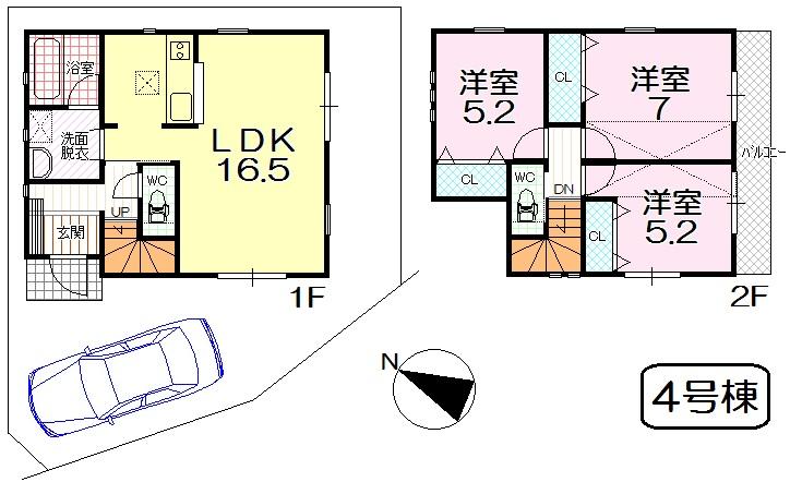 Floor plan. (No. 4 locations), Price 26,900,000 yen, 3LDK, Land area 82.25 sq m , Building area 80.19 sq m