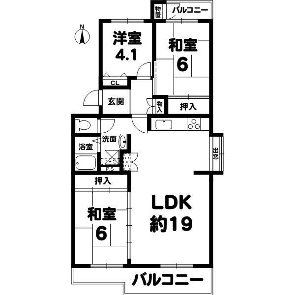 Floor plan. 3LDK, Price 15.8 million yen, Occupied area 76.82 sq m , Balcony area 12.39 sq m floor plan