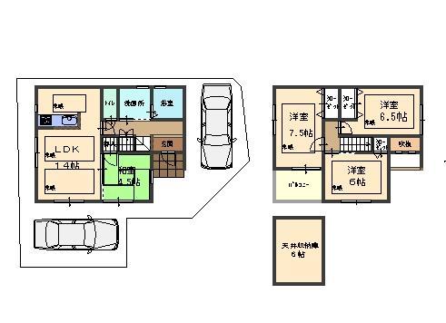 Floor plan. 39,800,000 yen, 4LDK, Land area 108.29 sq m , Building area 86.13 sq m