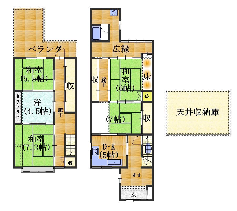 Floor plan. 34,800,000 yen, 5DK, Land area 105.78 sq m , Building area 73.94 sq m floor plan room has very carefully is used also of Japanese-style wish from Hiroen garden is a must see