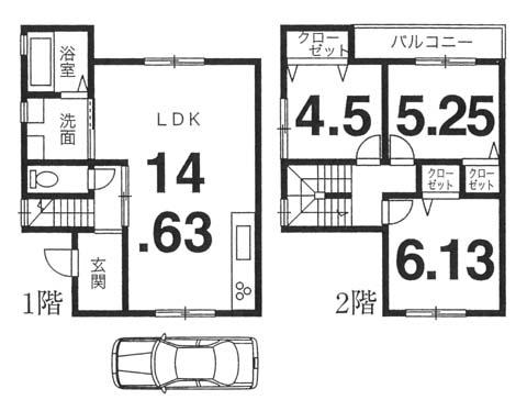 Floor plan. 32,800,000 yen, 3LDK, Land area 73.25 sq m , Building area 72.29 sq m 3LDK