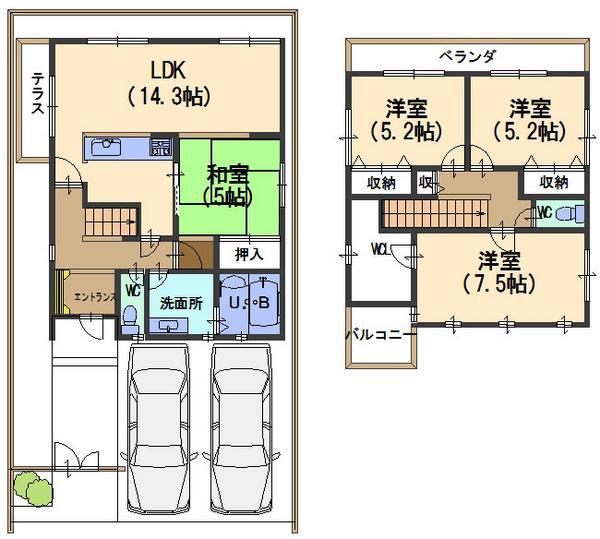 Floor plan. 38,800,000 yen, 3LDK, Land area 119.82 sq m , Building area 91.91 sq m