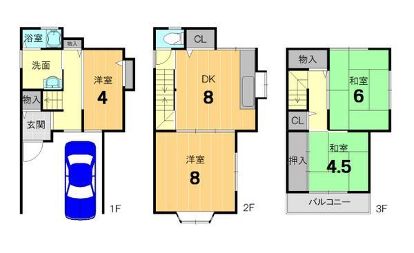 Floor plan. 17.5 million yen, 4DK, Land area 42.07 sq m , Building area 69.18 sq m