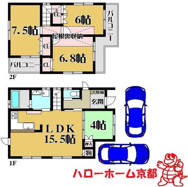 Floor plan. 34,800,000 yen, 4LDK, Land area 84 sq m , Building area 87.66 sq m