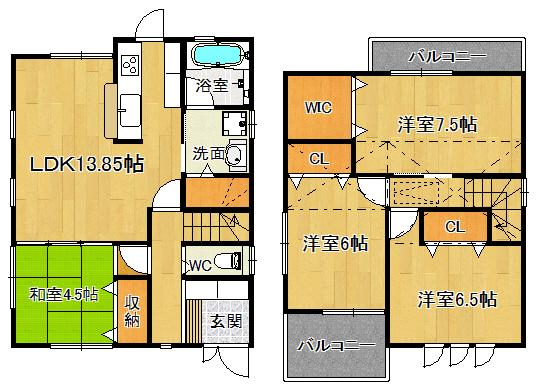 Floor plan. 39,800,000 yen, 4LDK, Land area 116.55 sq m , 4LDK of building area 92.9 sq m room! It Kokorogake fully equipped some storage capacity design a loft and a ceiling storage! The building south to secure a small garden space, Can be dried washing even the first floor