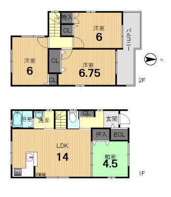 Floor plan. 44,900,000 yen, 4LDK, Land area 126.96 sq m , Building area 87.37 sq m