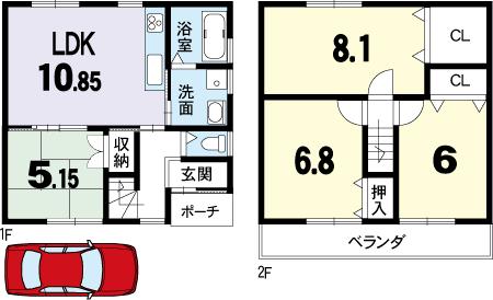 Floor plan. (No. 2 place Plan B), Price 30,800,000 yen, 4LDK, Land area 71.24 sq m , Building area 82.68 sq m