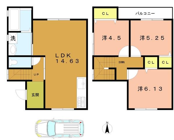 Floor plan. 32,800,000 yen, 3LDK, Land area 73.25 sq m , Building area 72.49 sq m