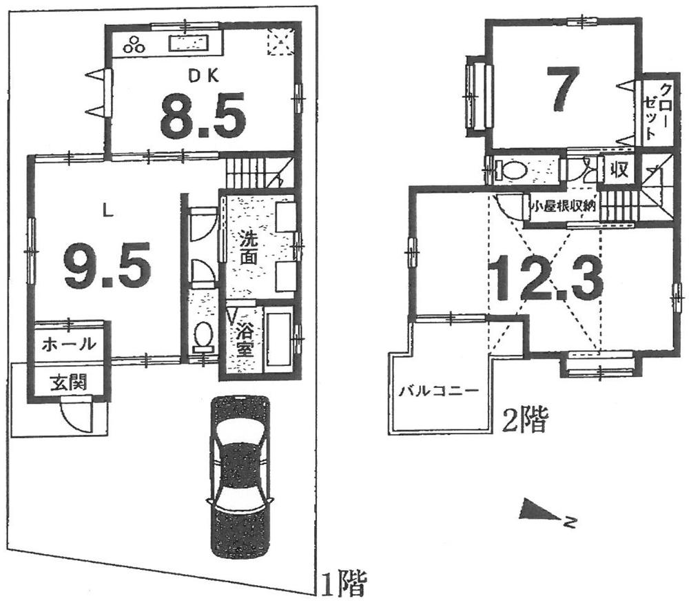 Floor plan. 43,900,000 yen, 2LDK, Land area 108.72 sq m , Building area 86.95 sq m