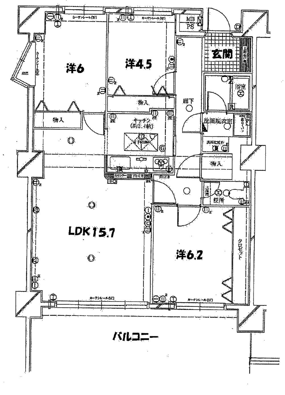 Floor plan. 3LDK, Price 15.8 million yen, Occupied area 82.57 sq m , Balcony area 15.2 sq m