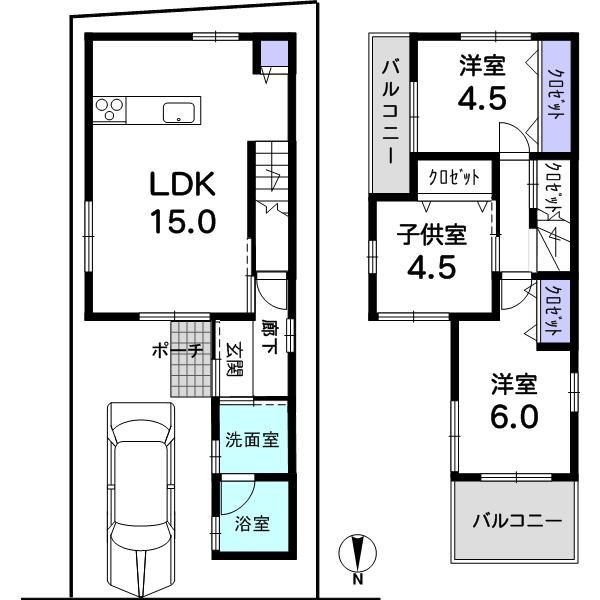 Building plan example (floor plan). Building plan example Building price 12.8 million yen, Building area 72.90 sq m