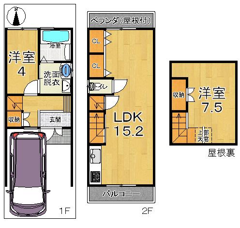 Floor plan. 14.8 million yen, 2LDK, Land area 43.41 sq m , Building area 46.71 sq m