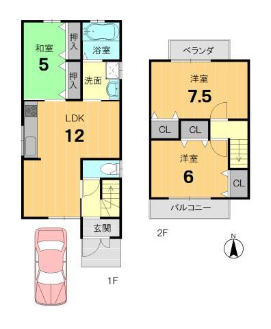Floor plan. 22.6 million yen, 3LDK, Land area 69.35 sq m , Building area 70.47 sq m