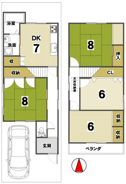 Floor plan. 16,900,000 yen, 4DK, Land area 47.75 sq m , Building area 72.25 sq m