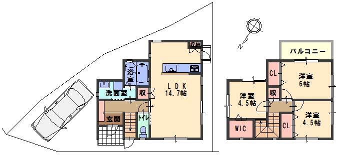 Floor plan. (No. 3 locations), Price 25,900,000 yen, 3LDK, Land area 88.84 sq m , Building area 76.59 sq m