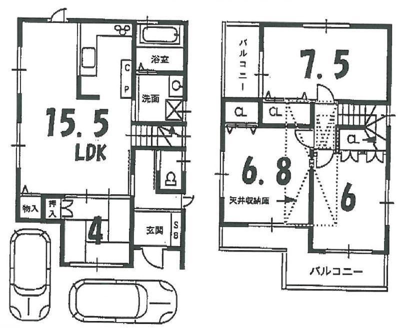 Floor plan. 34,800,000 yen, 4LDK, Land area 84 sq m , Building area 87.66 sq m