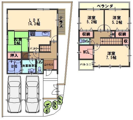 Floor plan. (A No. land), Price 39,800,000 yen, 4LDK, Land area 119.82 sq m , Building area 95.78 sq m