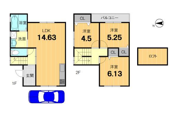 Floor plan. 32,800,000 yen, 3LDK, Land area 73.25 sq m , Building area 73.25 sq m