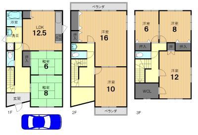 Floor plan. 37,800,000 yen, 7LDK, Land area 102.52 sq m , Building area 184.52 sq m