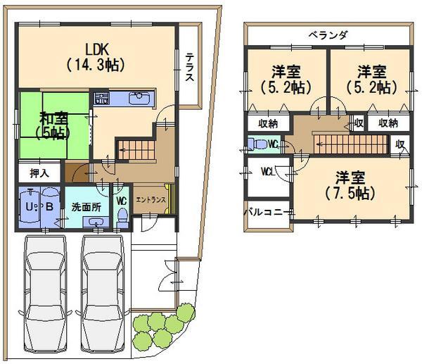 Floor plan. 39,800,000 yen, 3LDK, Land area 119.82 sq m , Building area 91.91 sq m