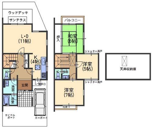 Floor plan. 23.8 million yen, 3LDK, Land area 112.97 sq m , Building area 86.11 sq m separate common areas have