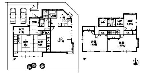 Floor plan. 46,800,000 yen, 5LDK + S (storeroom), Land area 245.77 sq m , Building area 110.67 sq m