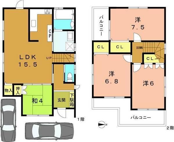 Floor plan. 36,800,000 yen, 3LDK, Land area 84 sq m , Building area 87.66 sq m