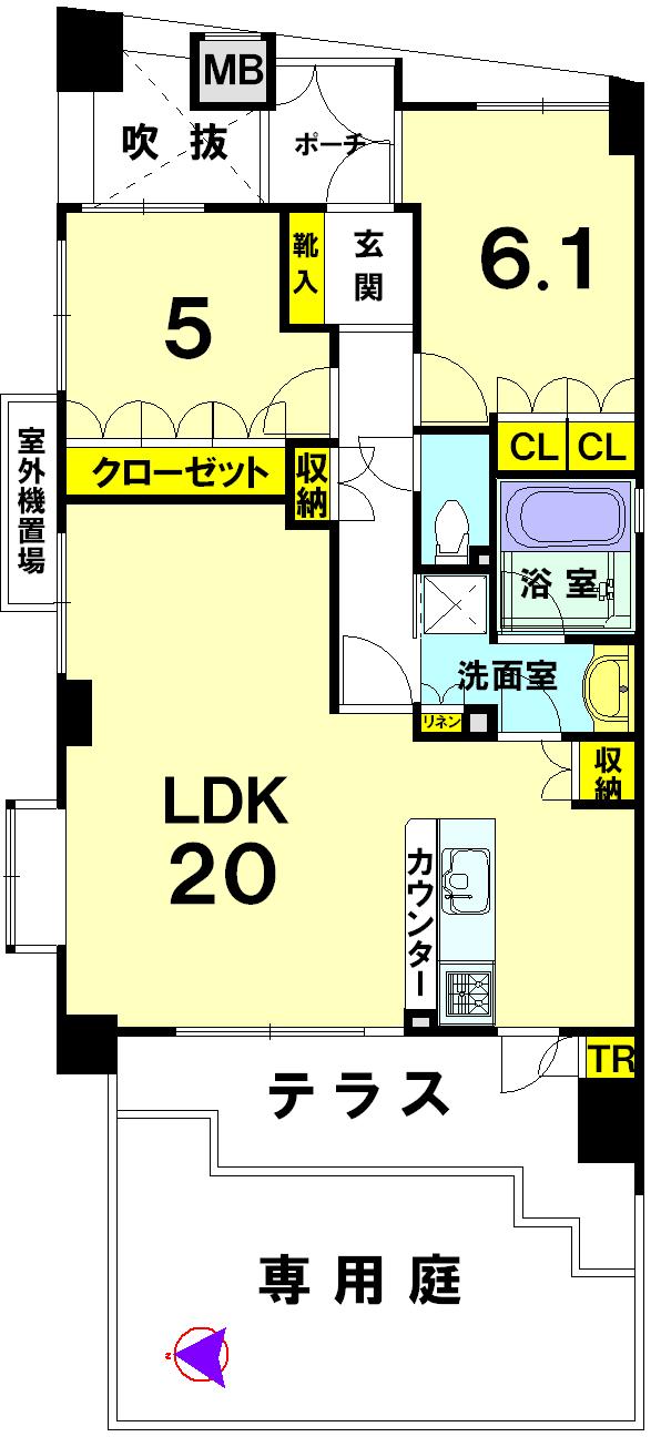 Floor plan. 2LDK, Price 38,800,000 yen, Occupied area 70.44 sq m