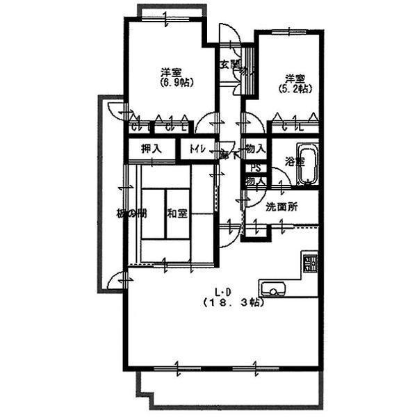 Floor plan. 3LDK, Price 29,800,000 yen, Occupied area 81.66 sq m , Balcony area 19.89 sq m