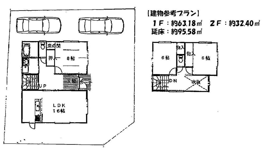 Building plan example (floor plan). Building plan example Building area of ​​approximately 95.58 sq m