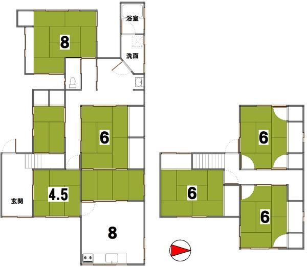 Floor plan. 33 million yen, 6LDK, Land area 184.92 sq m , Building area 100.18 sq m