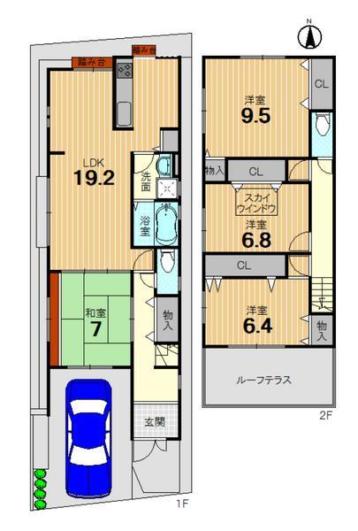 Floor plan. 48,600,000 yen, 4LDK, Land area 109.07 sq m , Building area 119.87 sq m