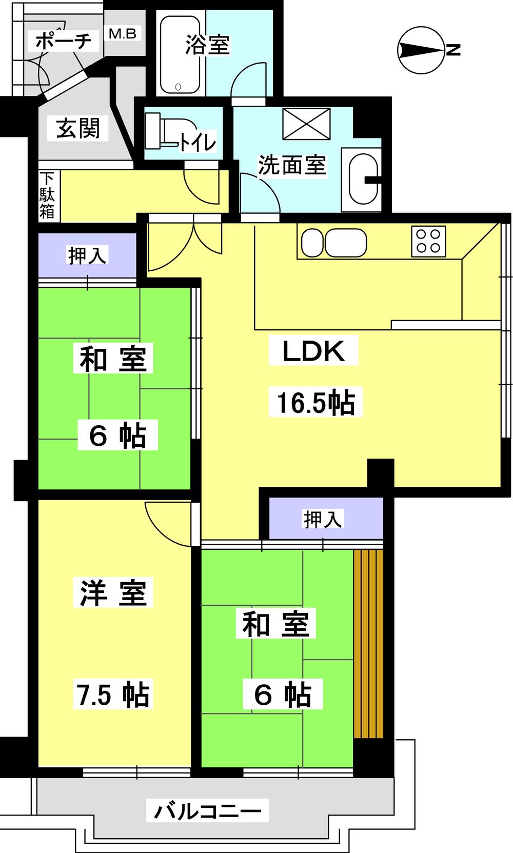 Floor plan. 3LDK, Price 29,800,000 yen, Occupied area 82.78 sq m , Balcony area 8.4 sq m