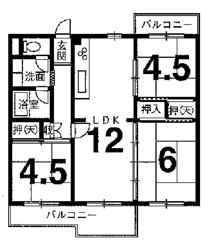Floor plan. 3LDK, Price 12.9 million yen, Footprint 63 sq m , Balcony area 9.43 sq m