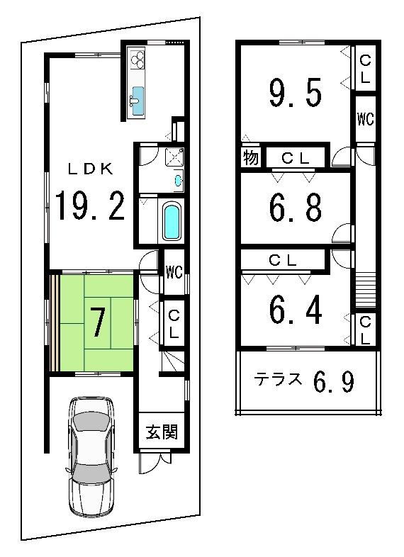 Floor plan. 49,800,000 yen, 4LDK, Land area 109.07 sq m , Building area 119.87 sq m