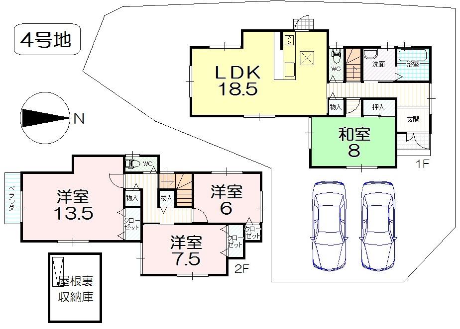 Floor plan. (No. 4 locations), Price 49,300,000 yen, 4LDK, Land area 208.21 sq m , Building area 121.5 sq m