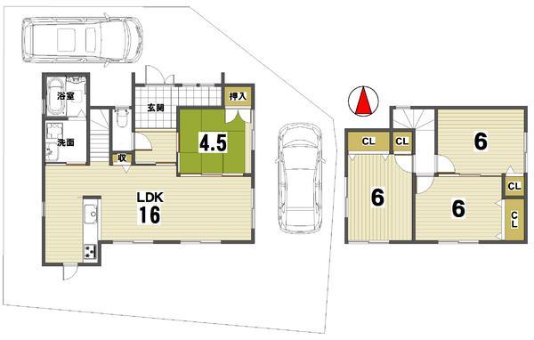 Floor plan. 43,800,000 yen, 4LDK, Land area 152.45 sq m , Building area 91.39 sq m