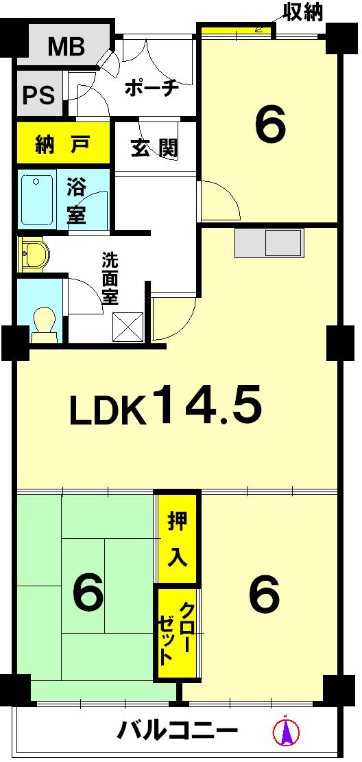 Floor plan. 3LDK, Price 21.3 million yen, Occupied area 79.73 sq m , Balcony area 6.1 sq m