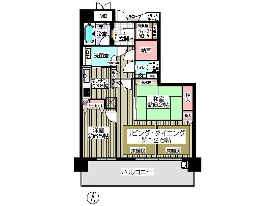 Floor plan. 2LDK + S (storeroom), Price 41 million yen, Occupied area 71.17 sq m , Balcony area 15.39 sq m