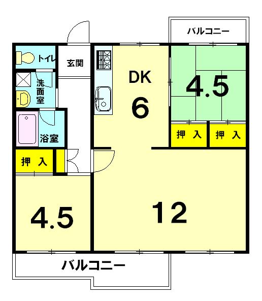 Floor plan. 3DK, Price 15.5 million yen, Footprint 63 sq m , Balcony area 9.42 sq m