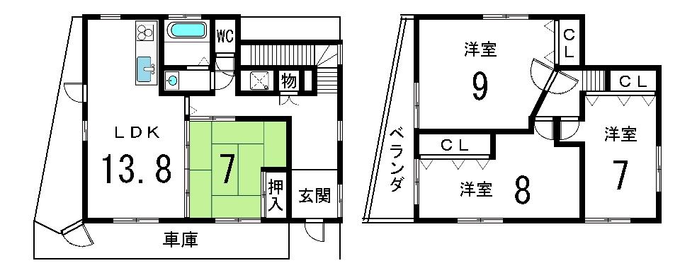 Floor plan. 19,800,000 yen, 4LDK, Land area 87.28 sq m , Building area 75.19 sq m