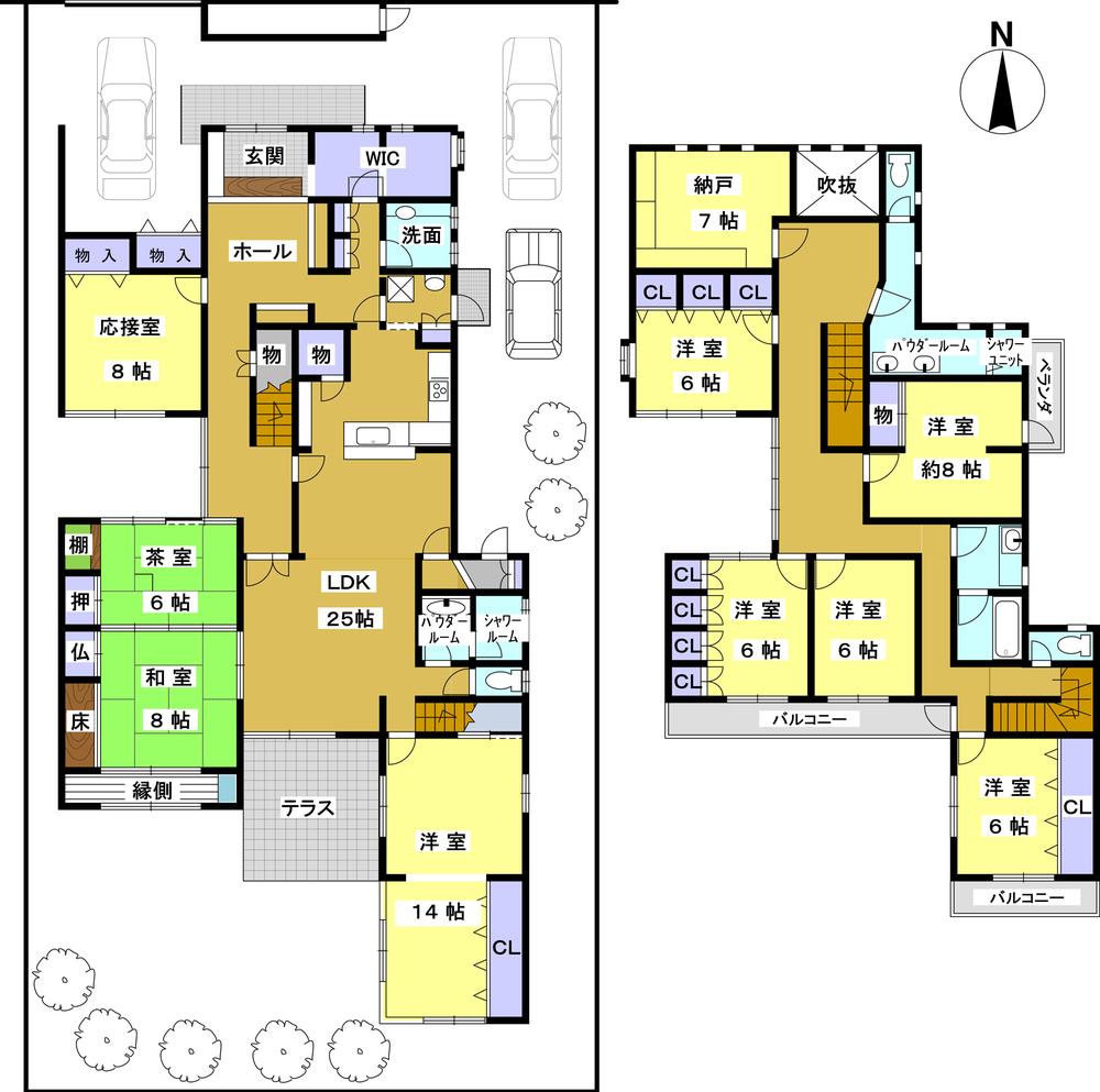 Floor plan. 168 million yen, 9LDK + S (storeroom), Land area 393.37 sq m , Building area 302.66 sq m