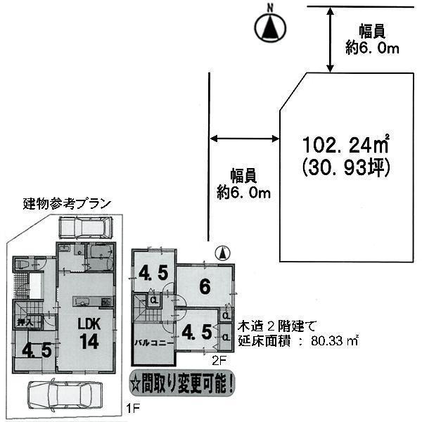 Compartment figure. Land price 38,660,000 yen, Land area 102.24 sq m